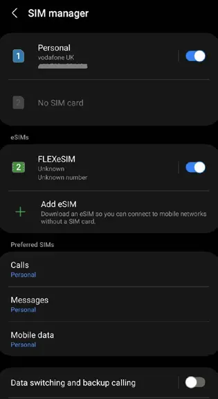Setting up your Samsung FLEXeSIM Step 3